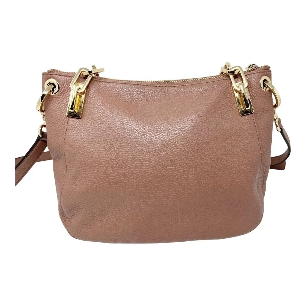 Michael Kors Mauve Dusty Pink Leather Brooke Medium Shoulder Crossbody Handbag